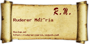 Ruderer Mária névjegykártya